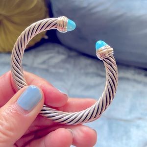 Authentic David Yurman Sterling Silver Bracelet with Turquoise